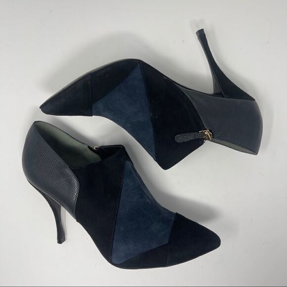Tory Burch Lorelei Suede Bootie, Navy Stiletto, Size 10M, Side Zip - Picture 4 of 8